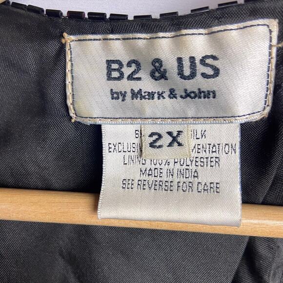 Vintage Beaded Cocktail Dress Size 2X Black Gold‎ Sequins B2 & US by Marx & John - Picture 2 of 15